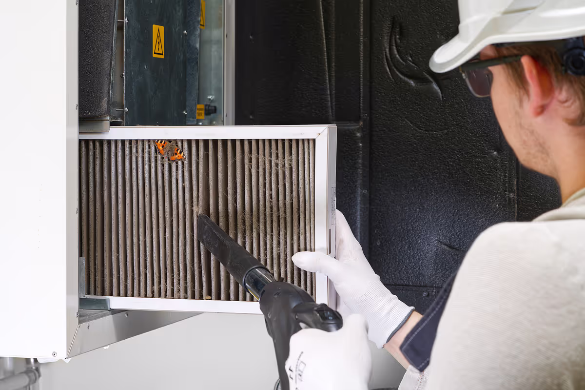 MVHR unit inspection during residential commissioning and handover